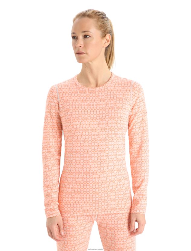Icebreaker Women Merino 250 Vertex Long Sleeve Crewe Thermal Top Alpine GeoSnow/Flash 80BXXP858 Clothing