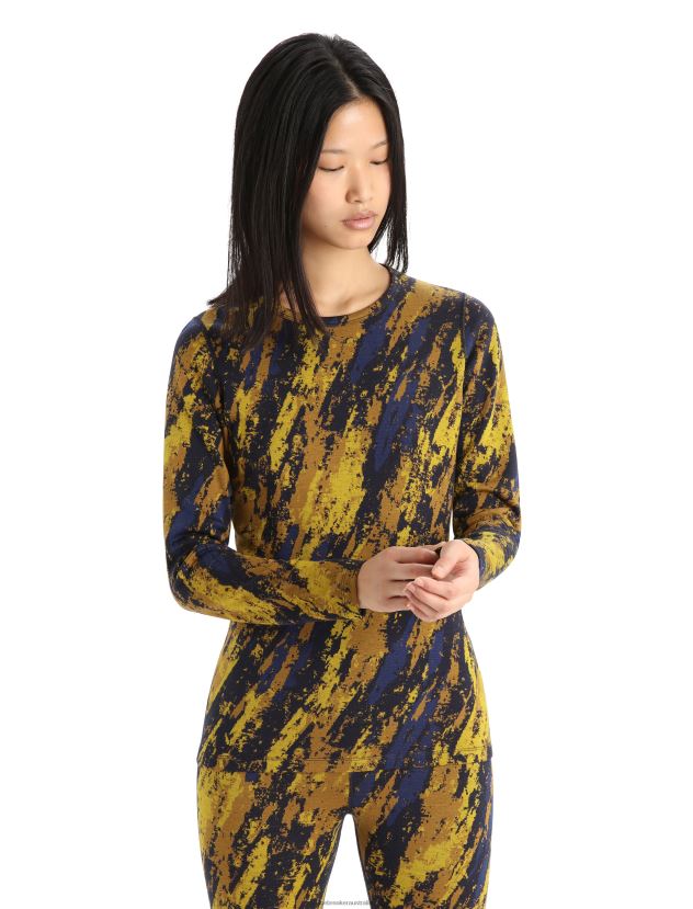 Icebreaker Women Merino 250 Vertex Long Sleeve Crewe Thermal Top SedimentarySilent Gold/Clove 80BXXP830 Clothing