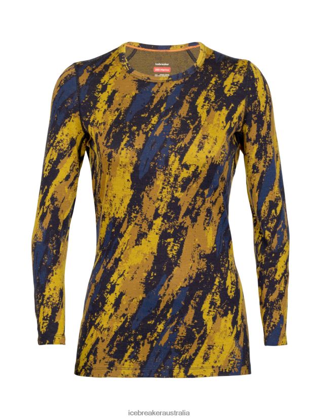 Icebreaker Women Merino 250 Vertex Long Sleeve Crewe Thermal Top SedimentarySilent Gold/Clove 80BXXP830 Clothing