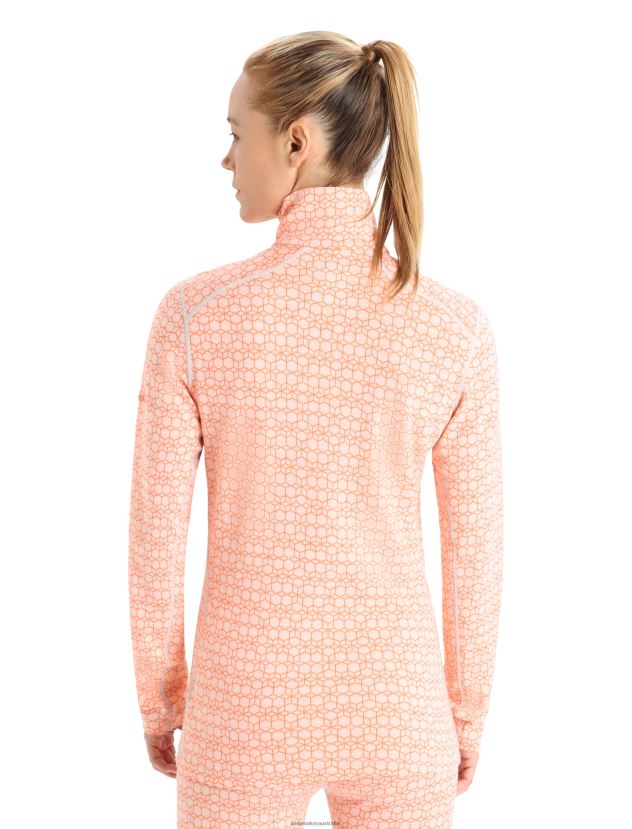 Icebreaker Women Merino 250 Vertex Long Sleeve Half Zip Thermal Top Alpine GeoSnow/Flash 80BXXP821 Clothing