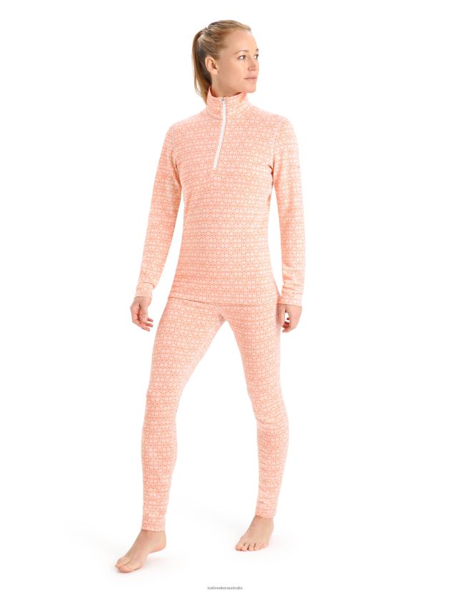 Icebreaker Women Merino 250 Vertex Long Sleeve Half Zip Thermal Top Alpine GeoSnow/Flash 80BXXP821 Clothing