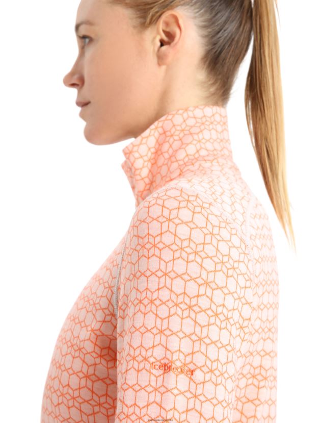 Icebreaker Women Merino 250 Vertex Long Sleeve Half Zip Thermal Top Alpine GeoSnow/Flash 80BXXP821 Clothing