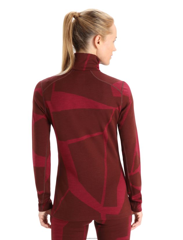 Icebreaker Women Merino 250 Vertex Long Sleeve Half Zip Thermal Top Fractured LandscapesEspresso/Cherry 80BXXP853 Clothing