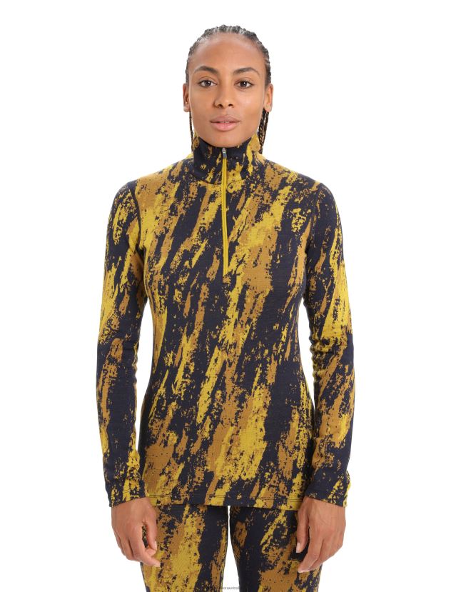 Icebreaker Women Merino 250 Vertex Long Sleeve Half Zip Thermal Top SedimentarySilent Gold/Clove 80BXXP819 Clothing