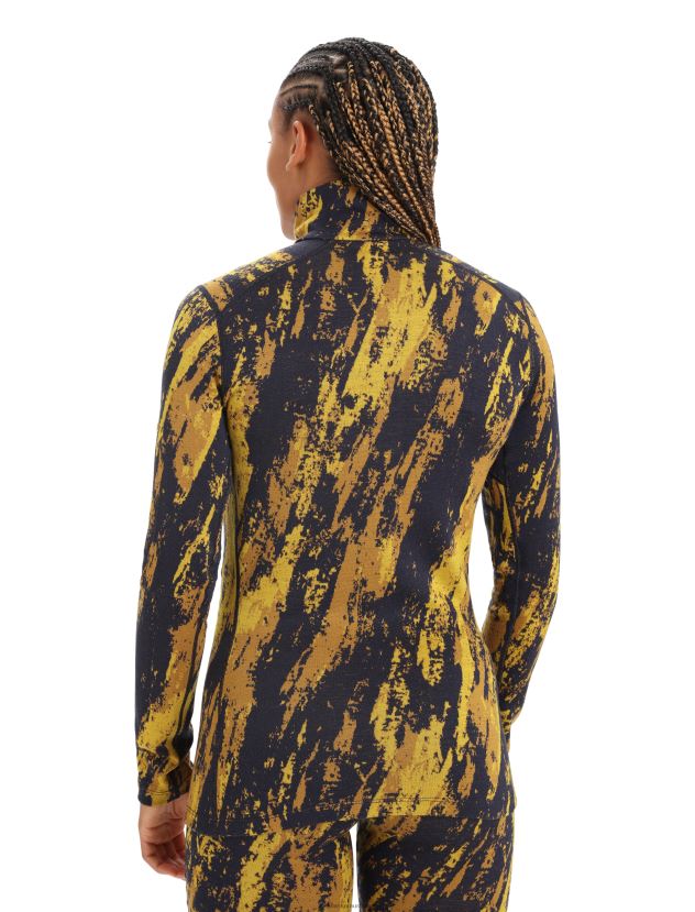 Icebreaker Women Merino 250 Vertex Long Sleeve Half Zip Thermal Top SedimentarySilent Gold/Clove 80BXXP819 Clothing