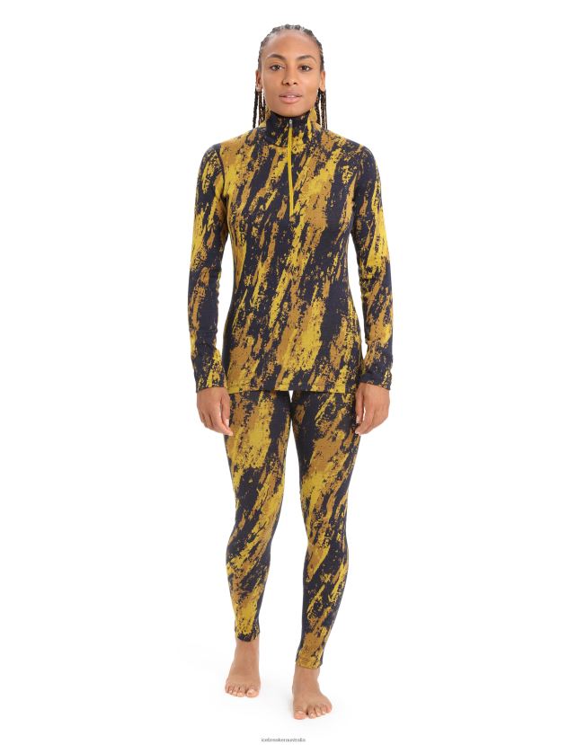 Icebreaker Women Merino 250 Vertex Long Sleeve Half Zip Thermal Top SedimentarySilent Gold/Clove 80BXXP819 Clothing