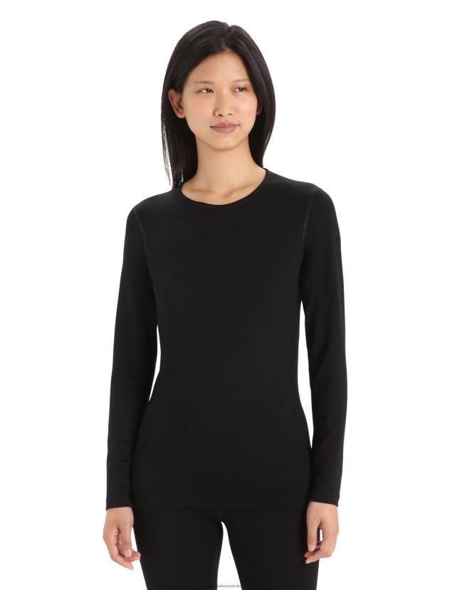 Icebreaker Women Merino 260 Tech Long Sleeve Crewe Thermal TopBlack 80BXXP571 Clothing
