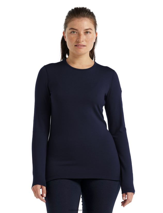 Icebreaker Women Merino 260 Tech Long Sleeve Crewe Thermal TopMidnight Navy 80BXXP572 Clothing
