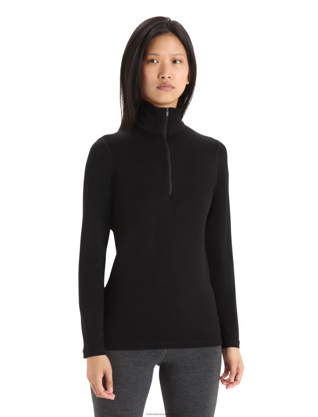 Icebreaker Women Merino 260 Tech Long Sleeve Half Zip Thermal TopBlack 80BXXP574 Clothing