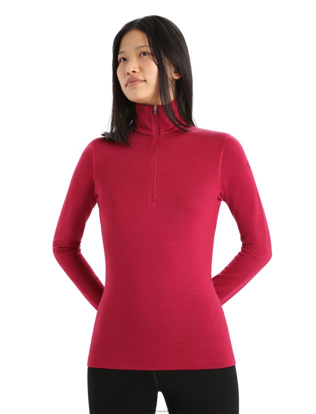 Icebreaker Women Merino 260 Tech Long Sleeve Half Zip Thermal TopCherry 80BXXP859 Clothing