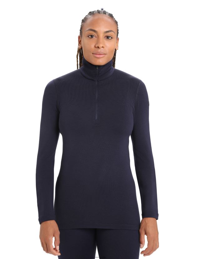 Icebreaker Women Merino 260 Tech Long Sleeve Half Zip Thermal TopMidnight Navy 80BXXP575 Clothing