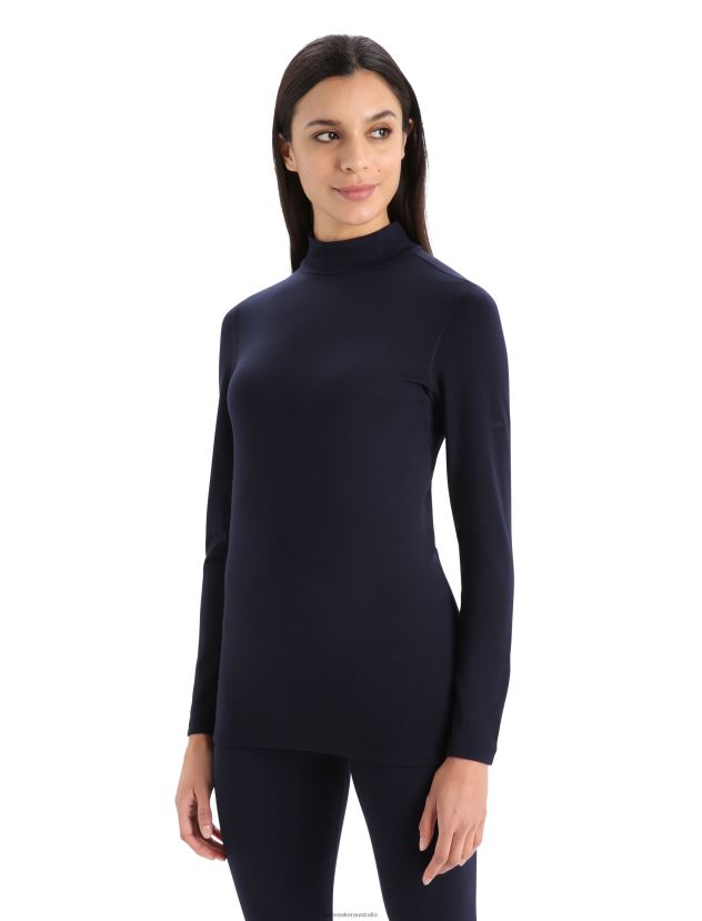Icebreaker Women Merino 260 Tech Long Sleeve Turtleneck Thermal TopMidnight Navy 80BXXP585 Clothing
