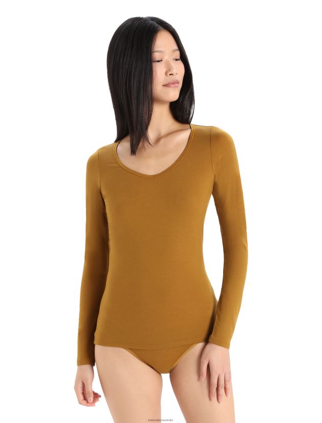 Icebreaker Women Merino Siren Long Sleeve Sweetheart TopClove 80BXXP917 Clothing