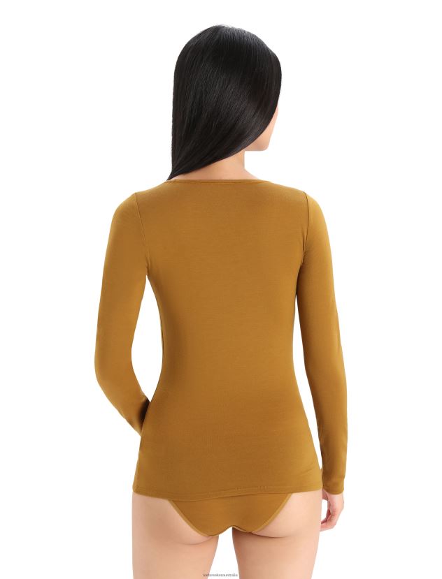 Icebreaker Women Merino Siren Long Sleeve Sweetheart TopClove 80BXXP917 Clothing