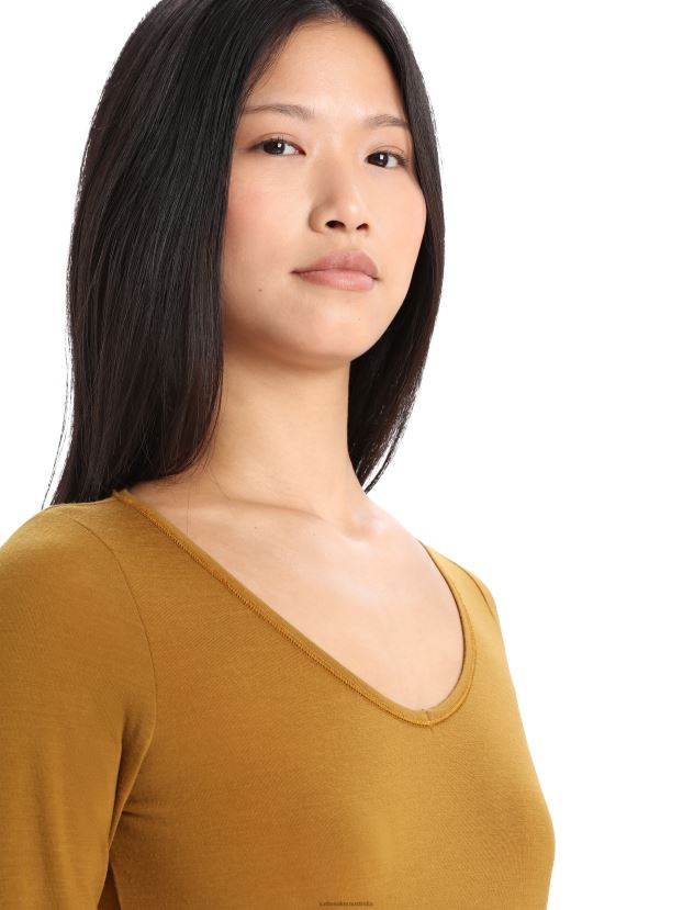 Icebreaker Women Merino Siren Long Sleeve Sweetheart TopClove 80BXXP917 Clothing