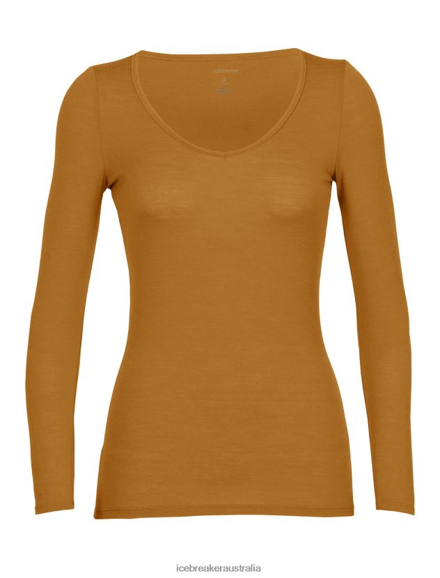 Icebreaker Women Merino Siren Long Sleeve Sweetheart TopClove 80BXXP917 Clothing