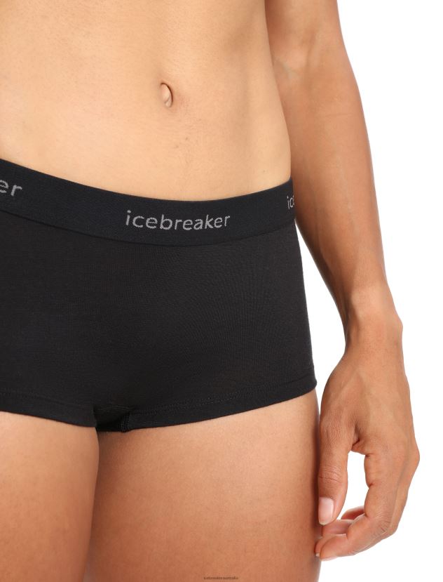 Icebreaker Women Merino 200 Oasis Thermal Boy ShortsBlack 80BXXP500 Clothing