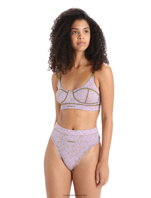 Icebreaker Women Merino Queens Clasp BraAlgae/Purple Haze 80BXXP554 Clothing