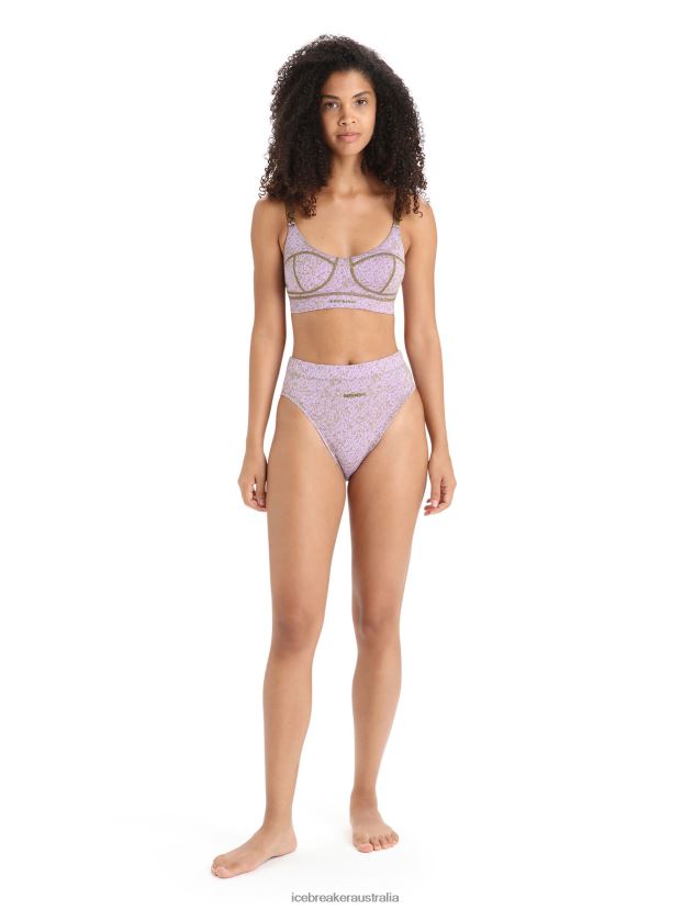 Icebreaker Women Merino Queens Clasp BraAlgae/Purple Haze 80BXXP554 Clothing