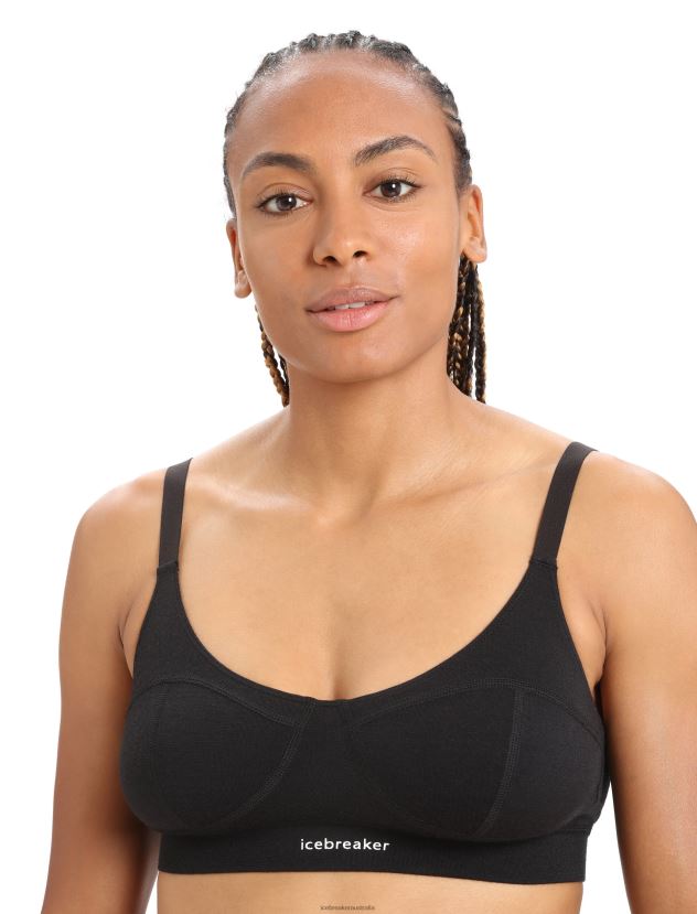 Icebreaker Women Merino Queens Clasp BraBlack 80BXXP553 Clothing
