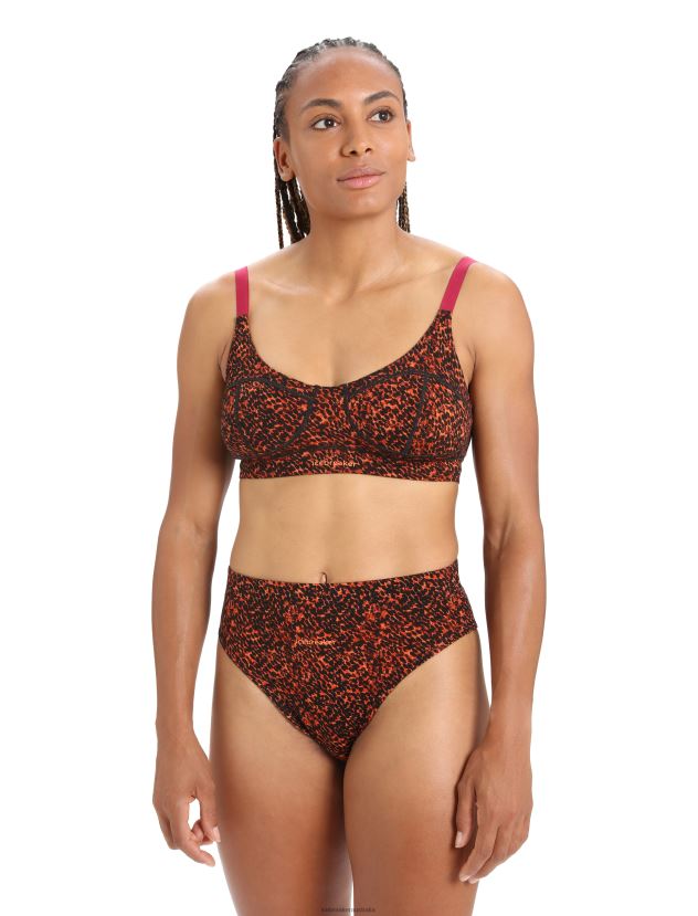 Icebreaker Women Merino Queens Clasp BraBlack/Cherry 80BXXP918 Clothing