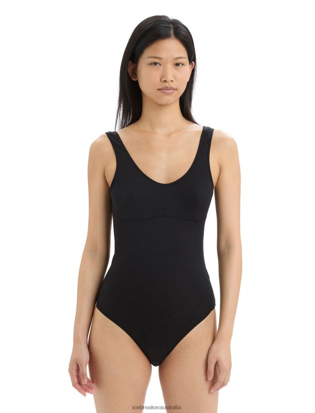 Icebreaker Women Merino Queens Tank BodysuitBlack 80BXXP544 Clothing