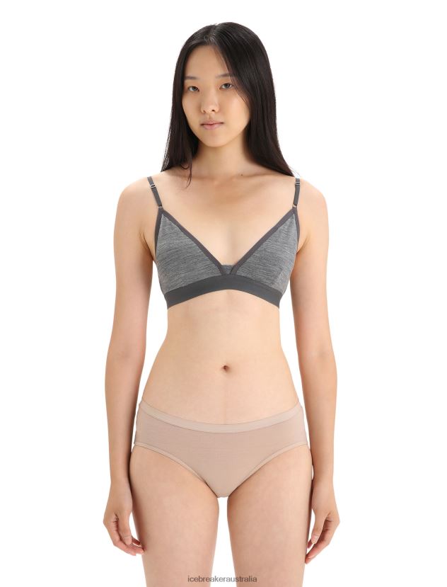Icebreaker Women Merino Siren Padded BraGritstone Heather 80BXXP508 Clothing
