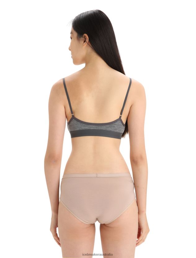Icebreaker Women Merino Siren Padded BraGritstone Heather 80BXXP508 Clothing