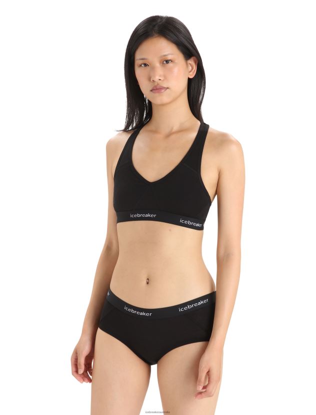 Icebreaker Women Merino Sprite Racerback BraBlack 80BXXP523 Clothing