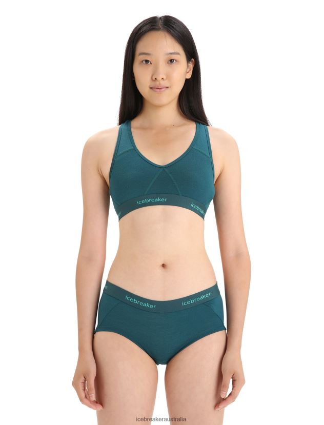 Icebreaker Women Merino Sprite Racerback BraGreen Glory 80BXXP525 Clothing