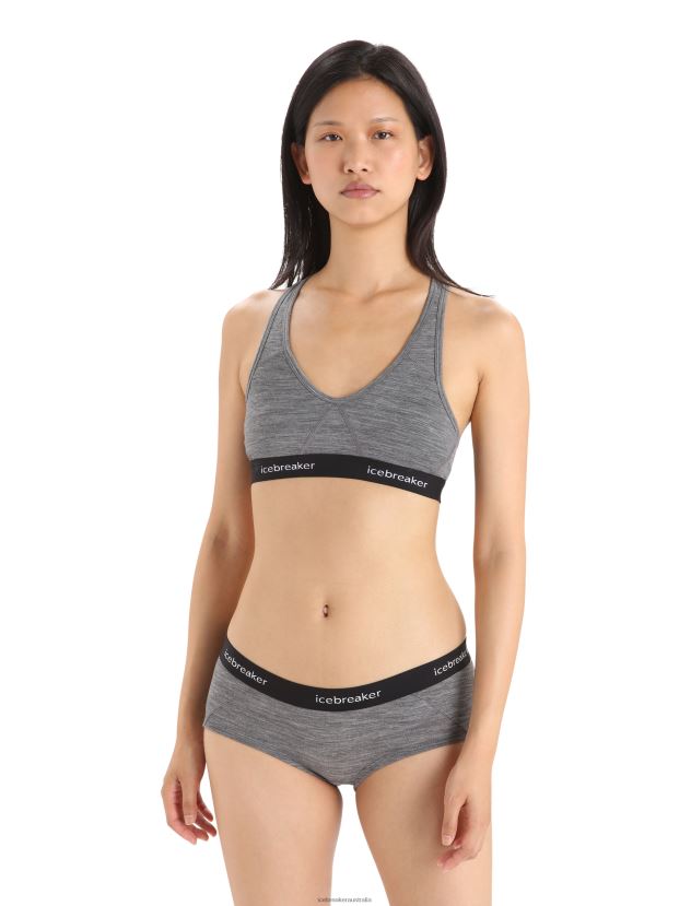 Icebreaker Women Merino Sprite Racerback BraGritstone Heather 80BXXP524 Clothing
