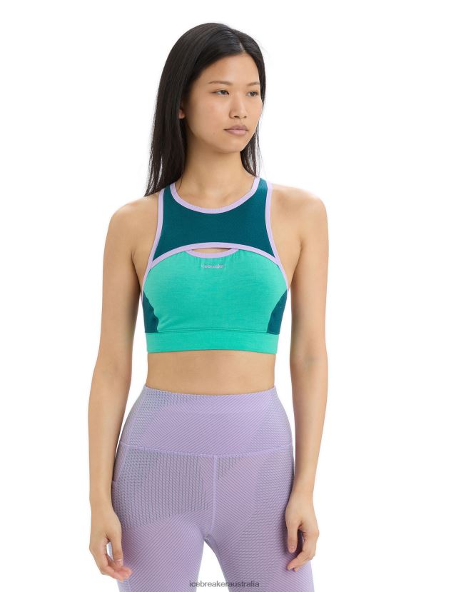 Icebreaker Women ZoneKnit Merino Sport BraFresh/Green Glory 80BXXP541 Clothing