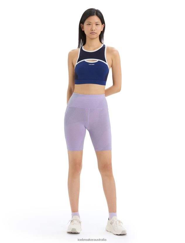 Icebreaker Women ZoneKnit Merino Sport BraRoyal Navy/Midnight Navy 80BXXP542 Clothing