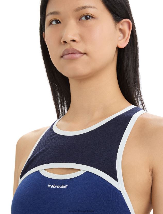 Icebreaker Women ZoneKnit Merino Sport BraRoyal Navy/Midnight Navy 80BXXP542 Clothing