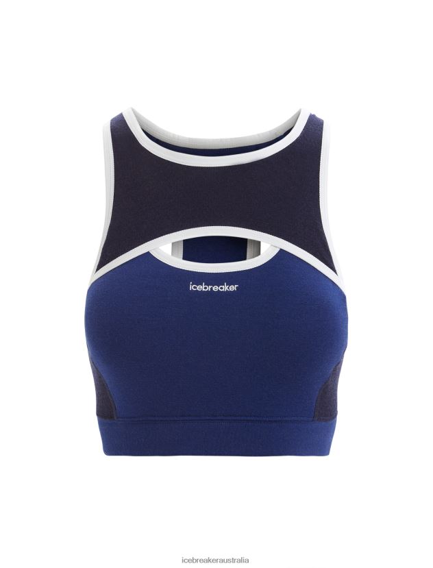 Icebreaker Women ZoneKnit Merino Sport BraRoyal Navy/Midnight Navy 80BXXP542 Clothing