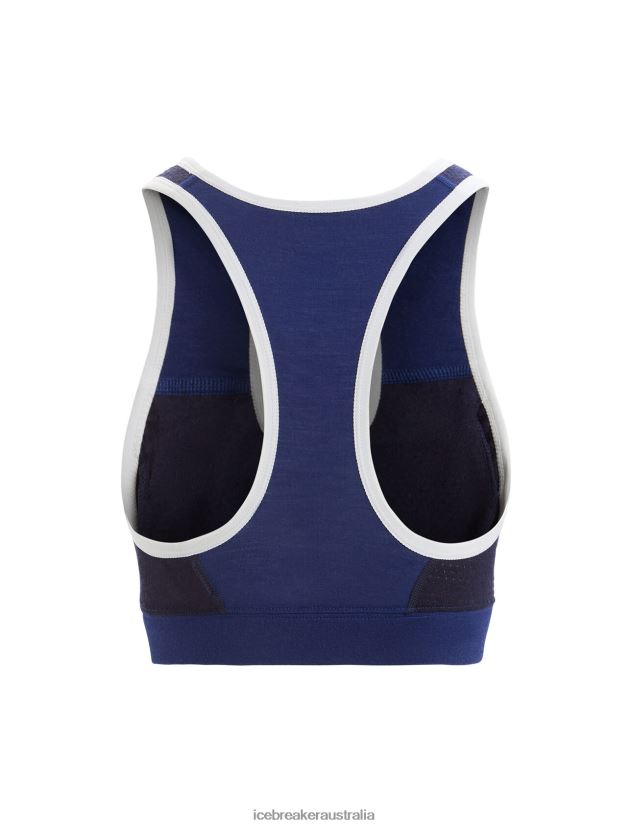 Icebreaker Women ZoneKnit Merino Sport BraRoyal Navy/Midnight Navy 80BXXP542 Clothing